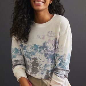 Anthropologie Women's Size 2X White Snow Day Cropped Waffle Top